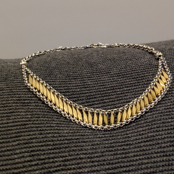 Fossil gold and silver necklace, 20" - Picture 3 of 7